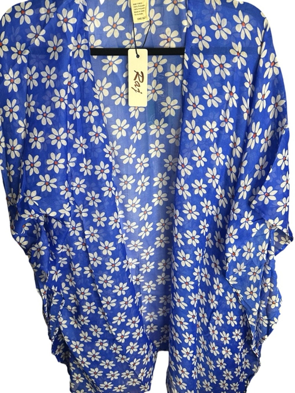 NWT Raj Blue and White Floral Ditsy Kimono Cover-Up